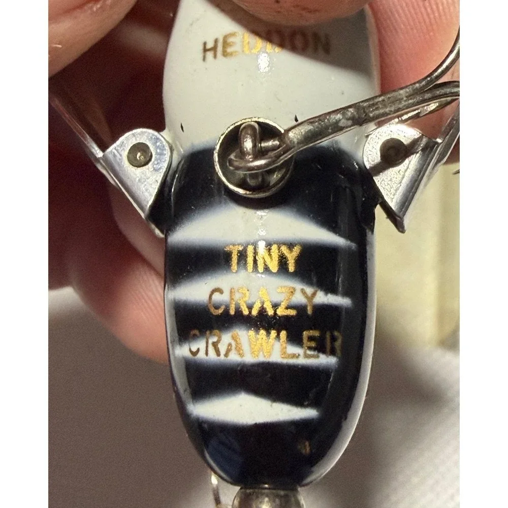 VTG Heddon Tiny Crazy Crawler 320 BWH Fishing Lure with Original Box Black White